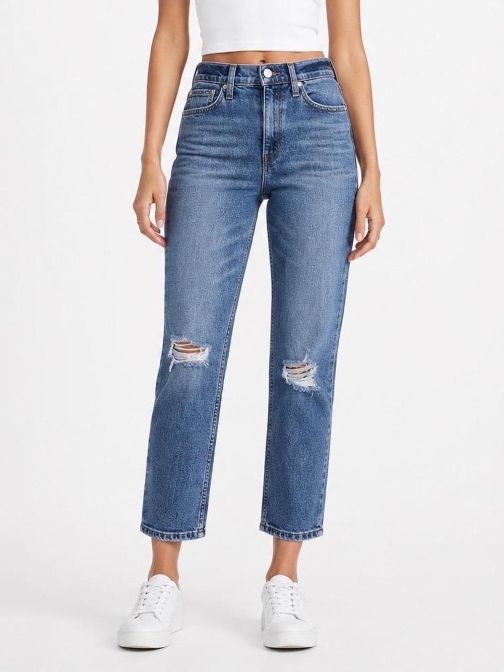 AYR The Yes Yes Yes Jeans Distressed Straight Leg Medium Wash W27